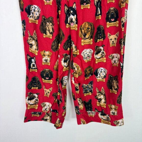 Nick & Nora Flannel Dog Breeds Milk Bone Pajama Set Red Kid's Size Large 10/12 - Picture 4 of 16